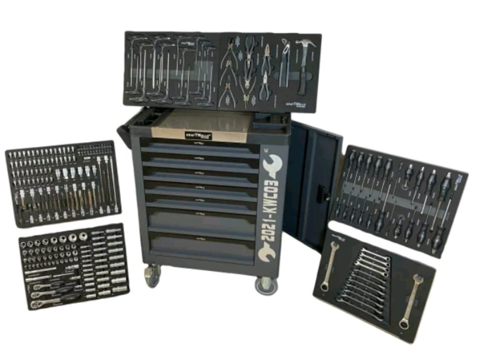 Количка с инструменти 7 чекмеджета метален капак KrafTWelle