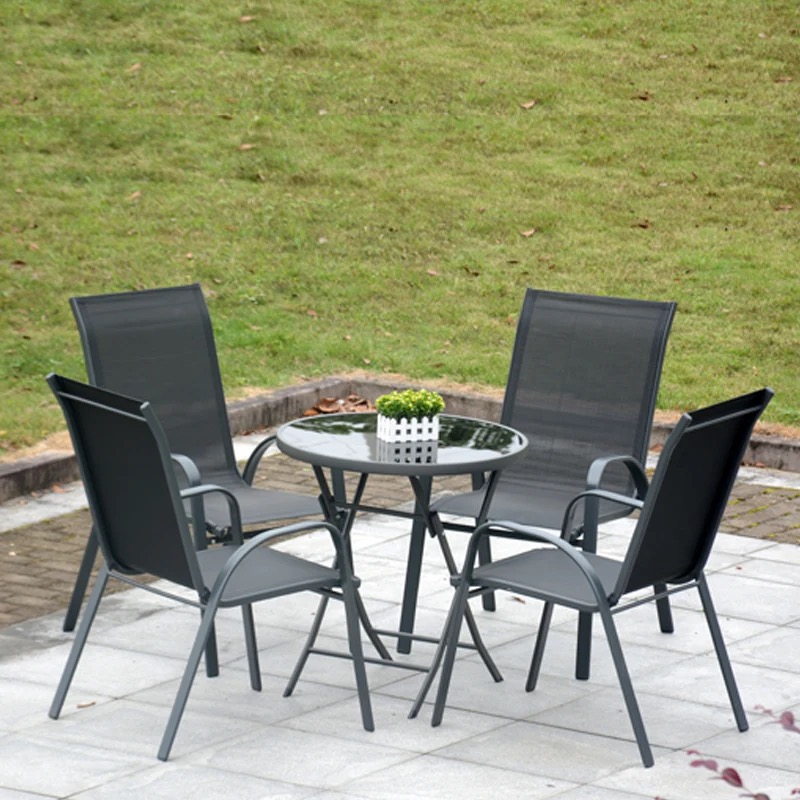 Градински комплект - маса с 4 стола от плат